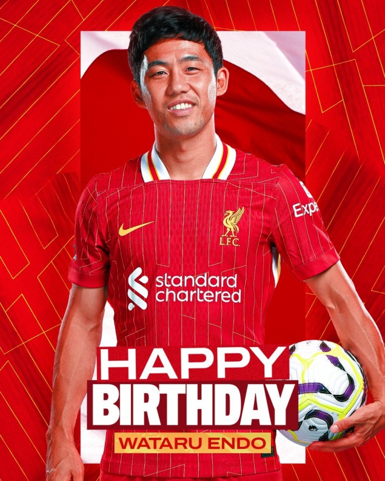  利物浦祝遠藤航32歲生日快樂，球員加盟紅軍至今出戰(zhàn)62場比賽