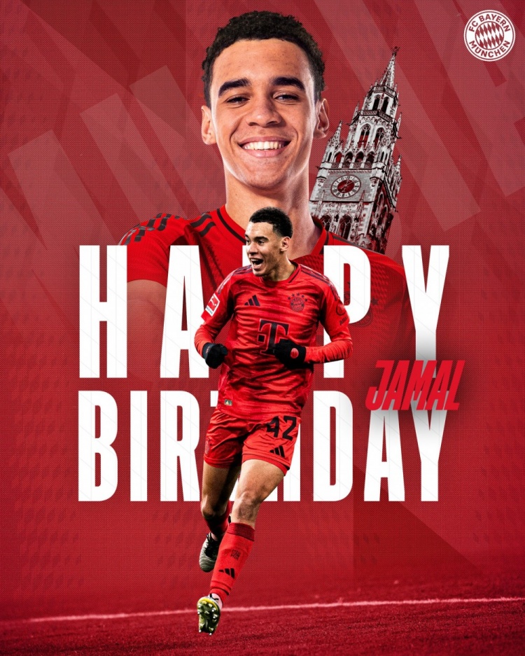  拜仁官方祝穆西亞拉22歲生日快樂，加盟至今出戰(zhàn)196次獲59球38助
