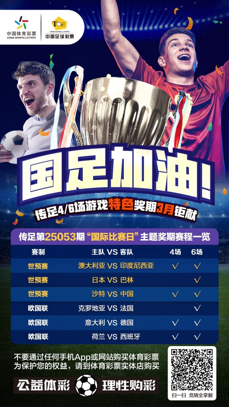  國(guó)足加油！傳足特色獎(jiǎng)期第25053期聚焦國(guó)際比賽日
